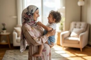 رفع طفل صغير أثناء الحمل